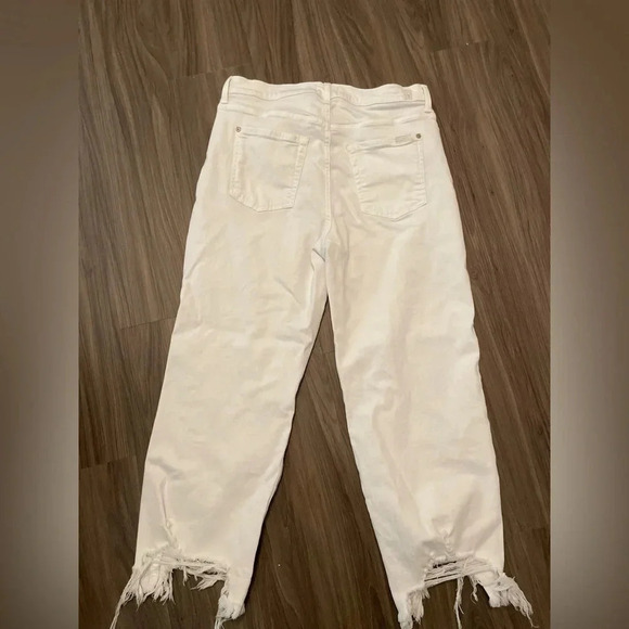 7 for all mankind white cropped Alexa high rise waist fringe at bottom size 32 - Picture 5 of 13